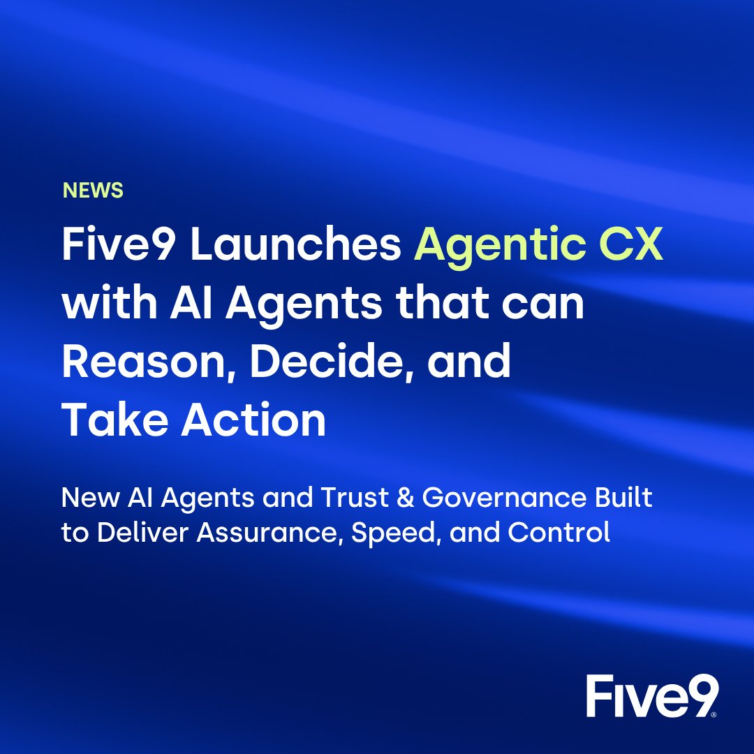 Today we announced the availability of AI Agents and AI Trust &amp; Governance to usher in a new era of #AgenticCX. 

Empowered by the Five9 Agentic Experience Engine, at the core of the Genius AI Architecture, these new capabilities are designed to drive intelligent #CX and #AI at