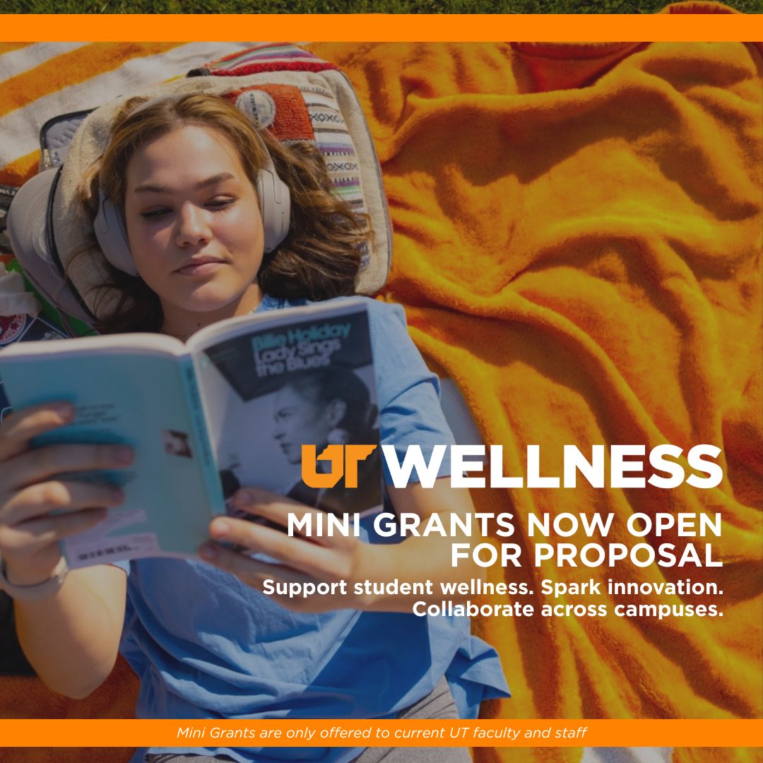 UT faculty and staff, are you passionate about student wellness? UT Wellness is offering up to ten $5,000 for projects that focus on the eight SAMHSA-defined wellness dimensions!

🗓️ Deadline to apply is Aug. 1st

Learn more and apply at tiny.utk.edu/WellnessGrant
