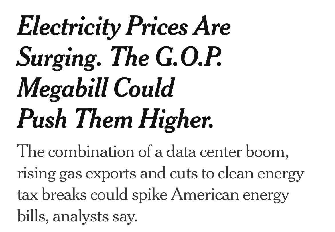 EnergyDems's tweet image. Trump is making electricity more expensive–not less.
That’s because of something we’ll call the “Trump Tax”—a combination of tariffs, canceled clean energy investments, and cuts to energy affordability programs.
Now his “big, beautiful bill” could make it even worse. 🧵