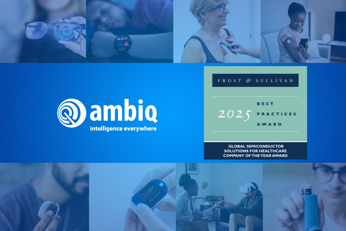 Ambiq (@ambiq_ai) on Twitter photo We're honored to receive <a href="/Frost_Sullivan/">Frost & Sullivan</a> 2025 Company of the Year Award for Healthcare Semiconductor Solutions.
Read more:
hubs.la/Q03rn4cM0
#edgeai #semiconductors #digitalhealth We're honored to receive <a href="/Frost_Sullivan/">Frost & Sullivan</a> 2025 Company of the Year Award for Healthcare Semiconductor Solutions.
Read more:
hubs.la/Q03rn4cM0
#edgeai #semiconductors #digitalhealth