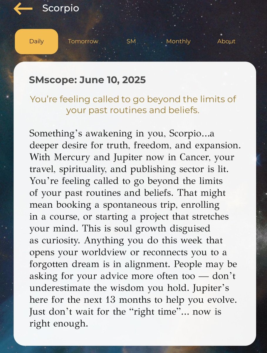 KnowTheZodiac's tweet image. #SMscope June 10 ♏️♥️✨ read each day&apos;s #horoscope at knowthezodiac.com/ktz-app