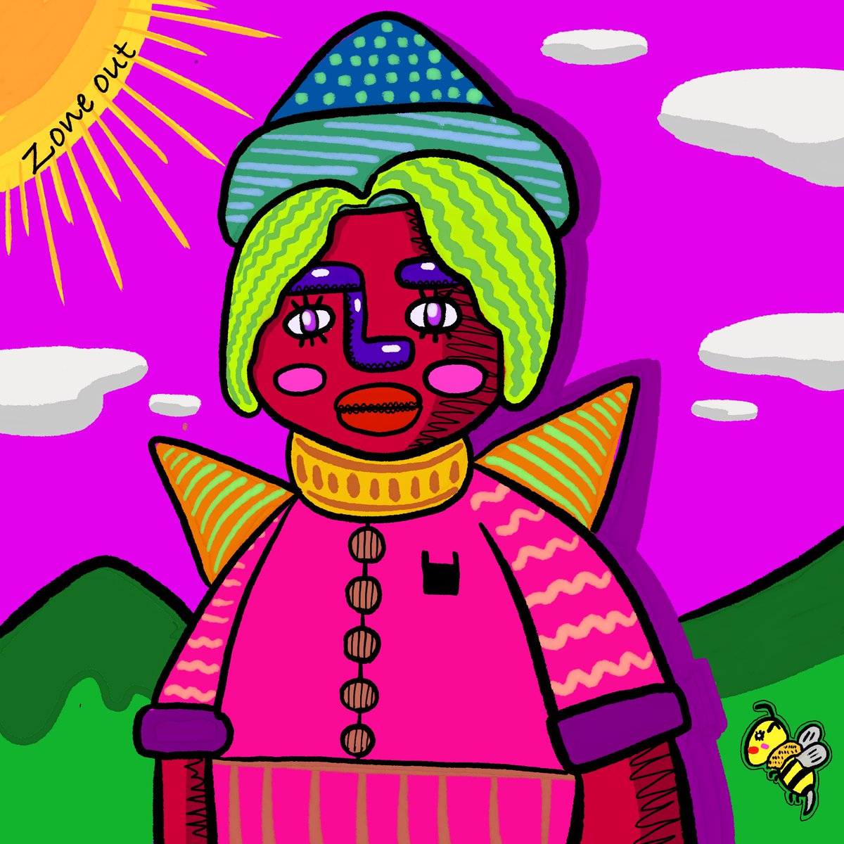 sharpman7373's tweet image. 「Zone Out」

背中にクソデカとんがりコーン刺さってる

#zoneout #opensea