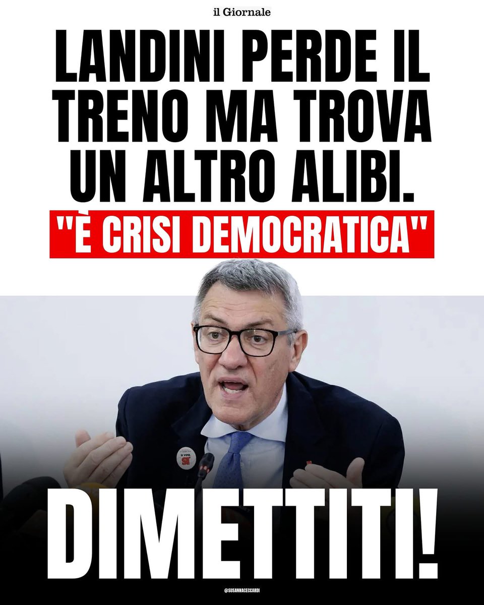 “È crisi democratica” dice il capo della Cgil, mentre continua a perdere un’occasione dopo l’altra. L’Italia non merita alibi, ma impegni seri e concreti. Landini, la gente è stanca delle tue chiacchiere!