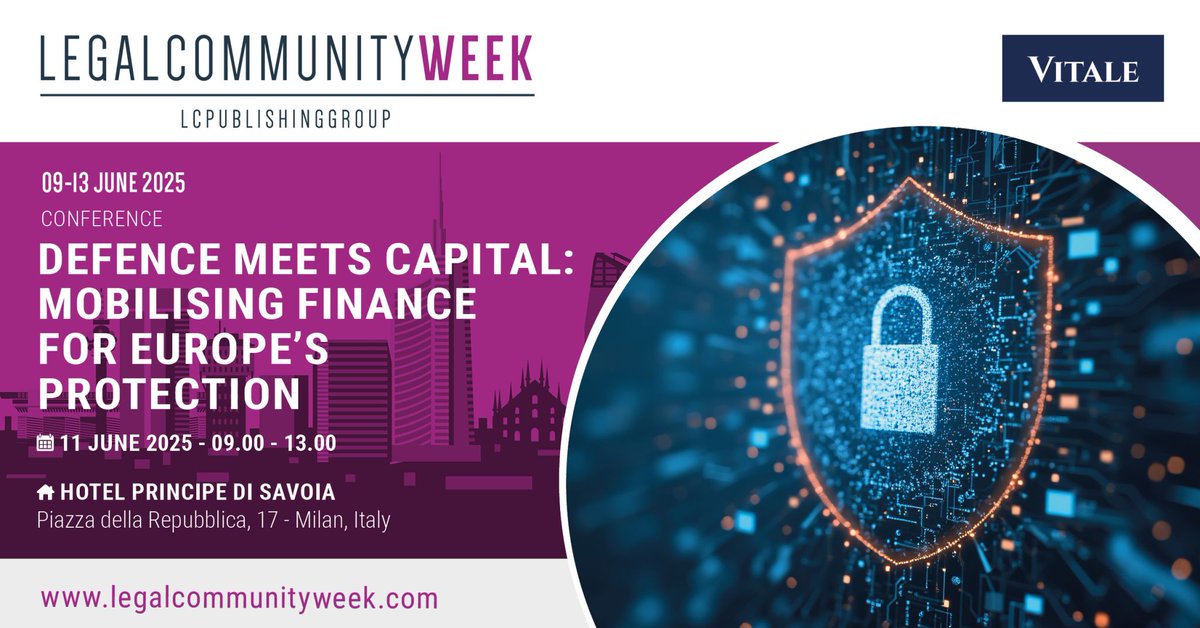 valentina_magri's tweet image. Mercoledì 11 giugno dalle 9 alle 13 vi aspetto a #Milano alla #LegalcommunityWeek alla conferenza organizzata con #Vitale sugli investimenti in #difesa. Clicca qui per iscriverti lnkd.in/dAzTGwr5Qui 
Qui il programma della Legalcommunity Week

#10giugno @pelias01 @a_sannini