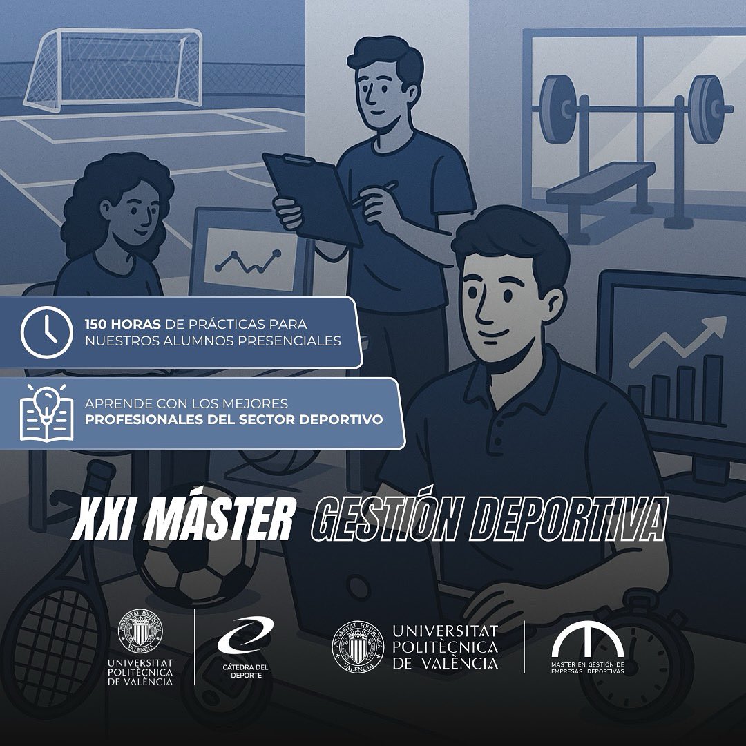 mgedupv's tweet photo. 🎓 ¿Quieres convertir tu pasión por el deporte en tu profesión?
En el XXI Máster en Gestión Deportiva de la UPV lo hacemos posible.

✅ 150 horas de prácticas garantizadas para nuestros alumnos presenciales
✅ Aprende con los mejores profesionales del sector deportivo https://t.co/EzRXU8RzbY