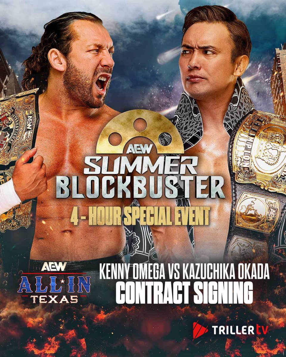 TrillerTV (@triller_tv) on Twitter photo TOMORROW NIGHT on #AEWSummerBlockbuster 🚨🚨
Mistico Returns
<a href="/kylefletcherpro/">Kyle Fletcher カイル・フレッチャー</a> vs. <a href="/Bowens_Official/">Anthony Bowens</a>
<a href="/KennyOmegamanX/">Kenny Omega</a> vs. <a href="/rainmakerXokada/">Kazuchika Okada</a> contract signing
LIVE on TrillerTV with AEW Plus internationally 📺 TOMORROW NIGHT on #AEWSummerBlockbuster 🚨🚨
Mistico Returns
<a href="/kylefletcherpro/">Kyle Fletcher カイル・フレッチャー</a> vs. <a href="/Bowens_Official/">Anthony Bowens</a>
<a href="/KennyOmegamanX/">Kenny Omega</a> vs. <a href="/rainmakerXokada/">Kazuchika Okada</a> contract signing
LIVE on TrillerTV with AEW Plus internationally 📺