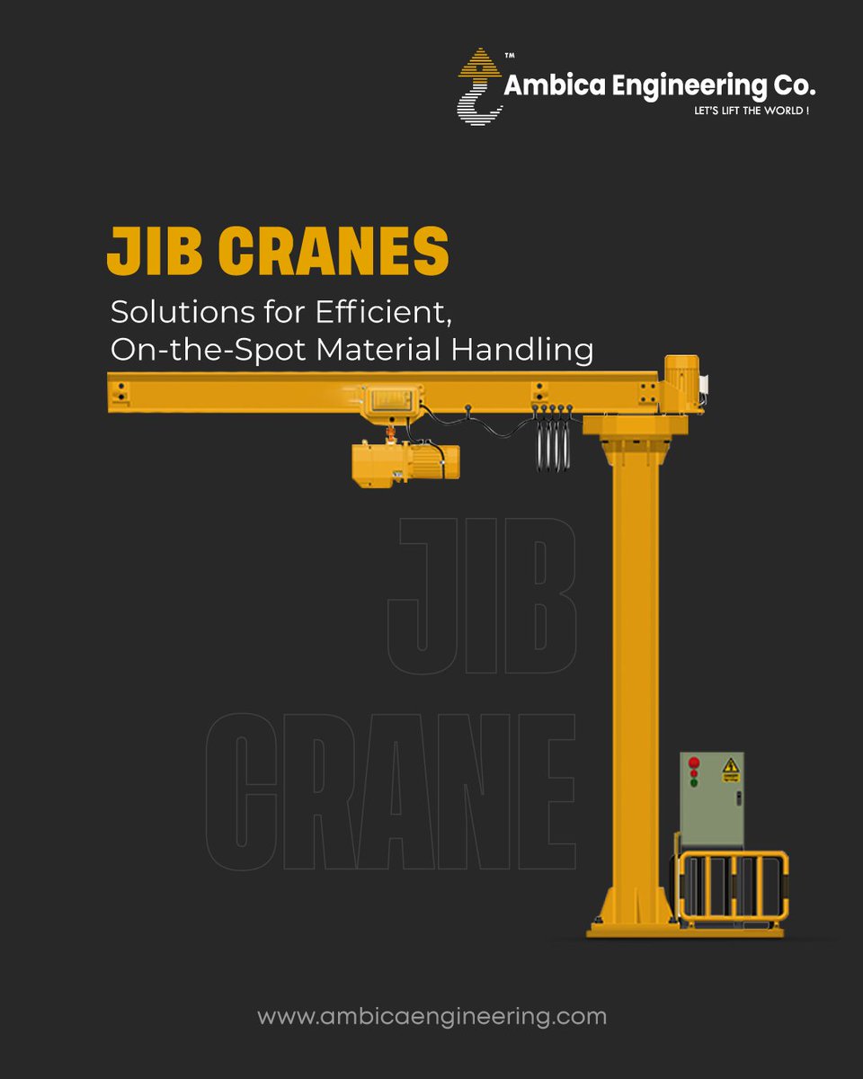 Our heavy-duty jib cranes offer effortless operation for the toughest industrial tasks.

For more information:
Call: +91 9898139820
Visit: ambicaengineering.com

#AmbicaEngineering #JibCranes #HeavyLifting #IndustrialCranes #MaterialHandling  #Ahmedabad #India