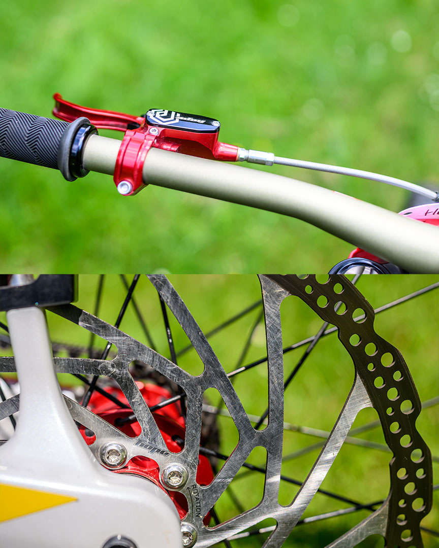 A closer look at @GloriaScarsi MS Racing MTB race rig. Optimized to go as fast as possible with a few custom touches. 
#bikecheck #hopetech 
📸 mandownmedia