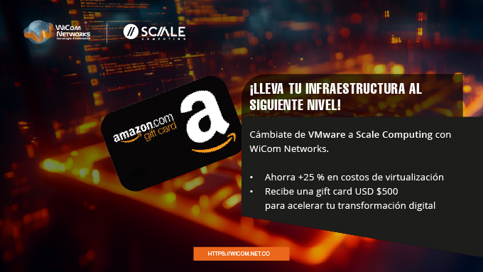 WiComNetworks's tweet photo. ¡Lleva tu infraestructura al siguiente nivel!
Cámbiate de VMware a @ScaleComputing con @WiComNetworks y:
Ahorra +25 % en costos de virtualización
Recibe USD $500 para acelerar tu transformación digital.
Más información
https://t.co/ton7ThAG9S
#ScaleComputing #Virtualización https://t.co/70HuYXJ5qH
