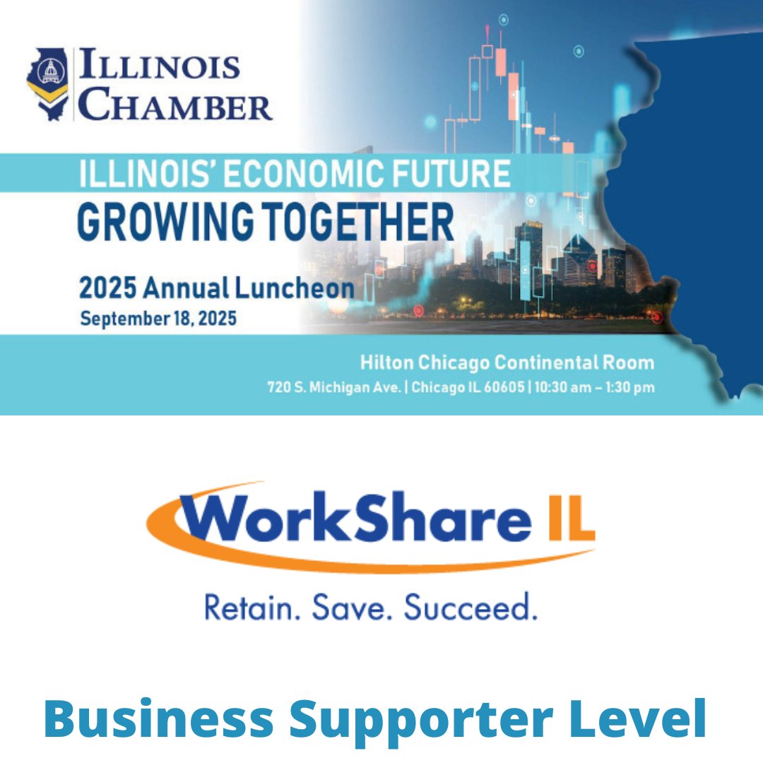 Thank you to WorkShare IL for being a Business Supporter Level Sponsor of our Annual Luncheon this September! We truly appreciate your partnership and look forward to having you join us at the event!
ilchamber.org/annual-meeting

#ILChamber
#AnnualLuncheon2025
#BeASponsorToday