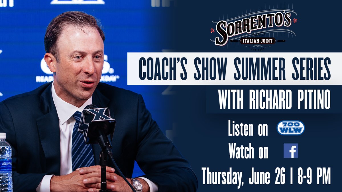 Xavier Basketball (@xaviermbb) on Twitter photo ⚔️ | Catch the first of two summer radio shows with
<a href="/XUCoachPitino/">Richard Pitino</a> on June 26 at Sorrento's Italian Joint in Norwood.
✍️ | bit.ly/3ZWZqYw
#LetsGoX ⚔️ | Catch the first of two summer radio shows with
<a href="/XUCoachPitino/">Richard Pitino</a> on June 26 at Sorrento's Italian Joint in Norwood.
✍️ | bit.ly/3ZWZqYw
#LetsGoX