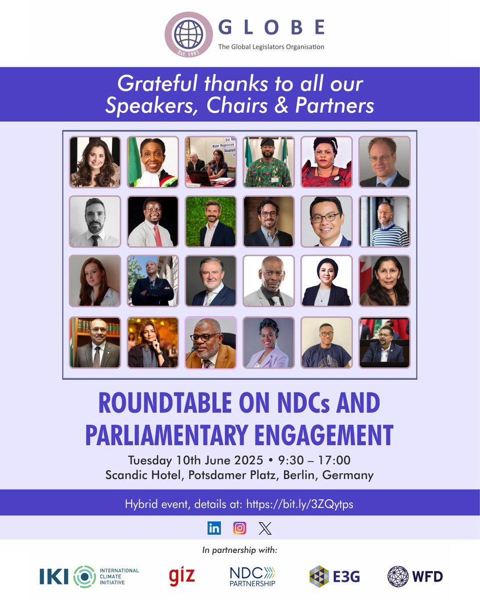 <a href="/malinimehra/">Malini Mehra</a> <a href="/_Oruhnc/">Nnaemeka</a> <a href="/UNFCCC/">UN Climate Change</a> <a href="/ChristineKaaya/">Kaaya Christine Naki</a> <a href="/iki_germany/">IKI Germany</a> <a href="/WFD_Democracy/">Westminster Foundation for Democracy (WFD)</a> <a href="/Legislaturezm/">National Assembly of Zambia</a> <a href="/ImangaWamunyima/">Hon Imanga Wamunyima Jr</a> <a href="/e3g/">E3G - Third Generation Environmentalism</a> <a href="/ndcpartnership/">NDC Partnership</a> <a href="/ClientEarth/">ClientEarth</a> <a href="/climateWWF/">WWF Climate & Energy</a> <a href="/shirleymatheson/">Shirley Matheson</a> <a href="/cheanchung/">Lee Chean Chung</a> <a href="/MYParlimen/">Parlimen Malaysia</a> <a href="/climatecouncils/">International Climate Councils Network</a> <a href="/alexgodoyf/">Alex</a> <a href="/BarryGardiner/">Barry Gardiner MP</a> <a href="/UKParliament/">UK Parliament</a> <a href="/parliament_nam/">Parliament of Namibia</a> <a href="/SenRosaGalvez/">Rosa Galvez</a> <a href="/SenateCA/">Senate of Canada</a> <a href="/amirasabersd/">Amira Saber Qandil🇪🇬</a> <a href="/Sen_Faki001/">Hon. Mohammed Faki Mwinyihaji</a> <a href="/Senate_KE/">Senate of Kenya</a> Finally, we’re very grateful to our partners, @IKI_germany <a href="/e3g/">E3G - Third Generation Environmentalism</a> <a href="/WFD_Democracy/">Westminster Foundation for Democracy (WFD)</a>, @NDCPartnership, <a href="/giz_gmbh/">GIZ</a>, for their support.
 
Danke und auf Wiedersehen!

#NDCsNeedParliaments #GNDCC25 #NDC3.0