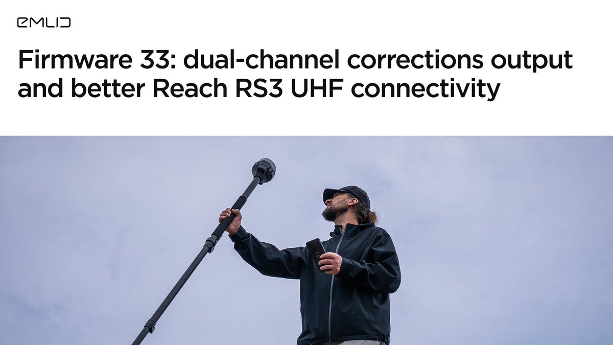 The Reach Firmware 33 just dropped with key upgrades:
- Dual-channel corrections output (e.g., NTRIP + LoRa),
- Better UHF connectivity on Reach RS3,
- Other improvements for more reliable Reach performance.
Explore all the improvements and update today. 
blog.emlid.com/firmware33-x