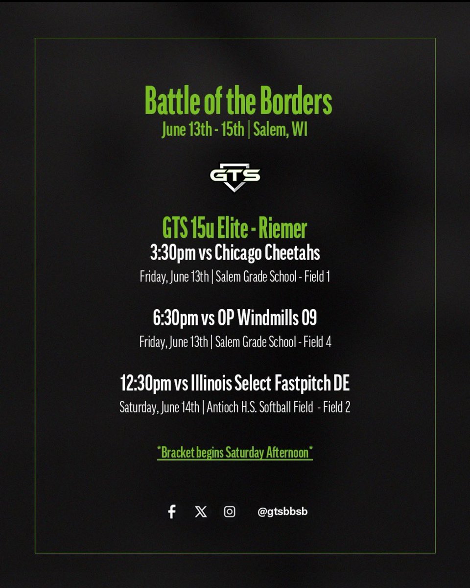 We will be in Salem, WI this weekend!

Salem Grade school on Friday (6/13) at 3:30 and 6:30!! 

🥎🥎🥎🥎🥎