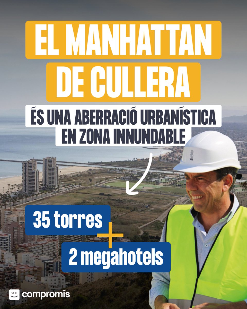 ❌🏗️ Un macroprojecte urbanístic en ZONA INUNDABLE: això és el Projecte Manhattan de Cullera que ara volen ressuscitar PP i PSOE.
 
1/2