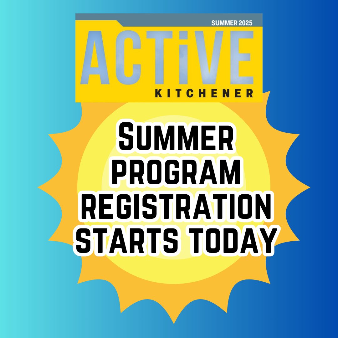 Registration for  Summer Programs and Day Camps opens at today for Kitchener residents. Check out all the great options for all ages here: kitchener.ca/en/recreation-…