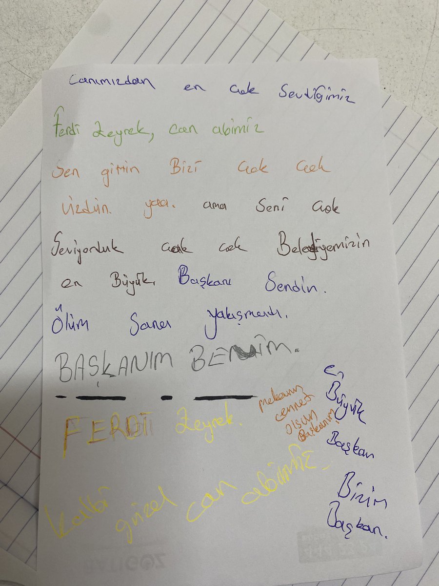 scellumy's tweet photo. Özel gereksinimli öğrencimin Ferdi Zeyrek için yazdığı not. 7’den 70’e herkesin kalbinde öyle yer etmişsin ki… Mekanın cennet olsun güzel kalpli başkanımız. 😔 #FerdiZeyrek https://t.co/uMrzZChsNU