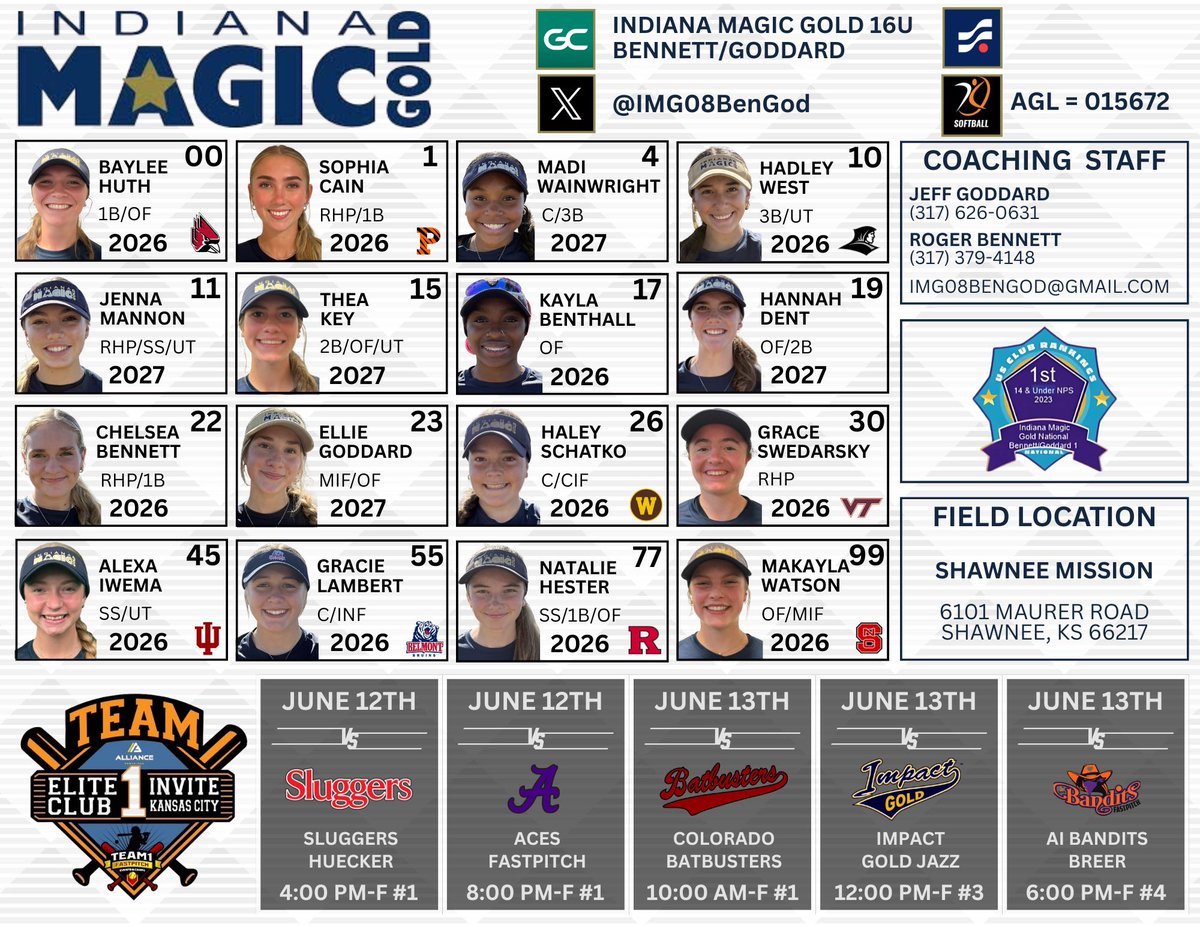 Indiana Magic Gold National Bennett/Goddard 16U (@img08bengod) on Twitter photo Here we grow! Headed to KC this weekend to kick things off <a href="/Team1_fastpitch/">Team 1 Fastpitch</a>. Safe travels everyone. <a href="/thealliancefp/">The Alliance Fastpitch</a> Here we grow! Headed to KC this weekend to kick things off <a href="/Team1_fastpitch/">Team 1 Fastpitch</a>. Safe travels everyone. <a href="/thealliancefp/">The Alliance Fastpitch</a>