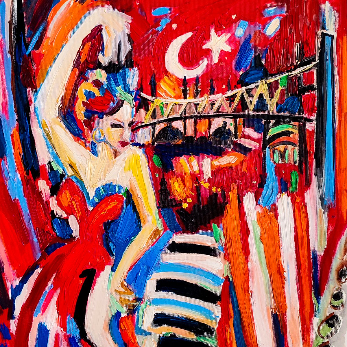 goknilgumus's tweet photo. #BridgeofLoveIstanbulCity @goknilgumus #OilonCanvas @SaatchiArt #artwork #musiceventsposter #socialmedia #Istanbul #Turkey #Expressionism #TurkishExpressionism #ContemporaryTurkishArt #IstanbulInArt #ConceptualExpressionism #DanceInArt #MusicAndLove https://t.co/zxSxWDjsoq https://t.co/kpoxEb8m48