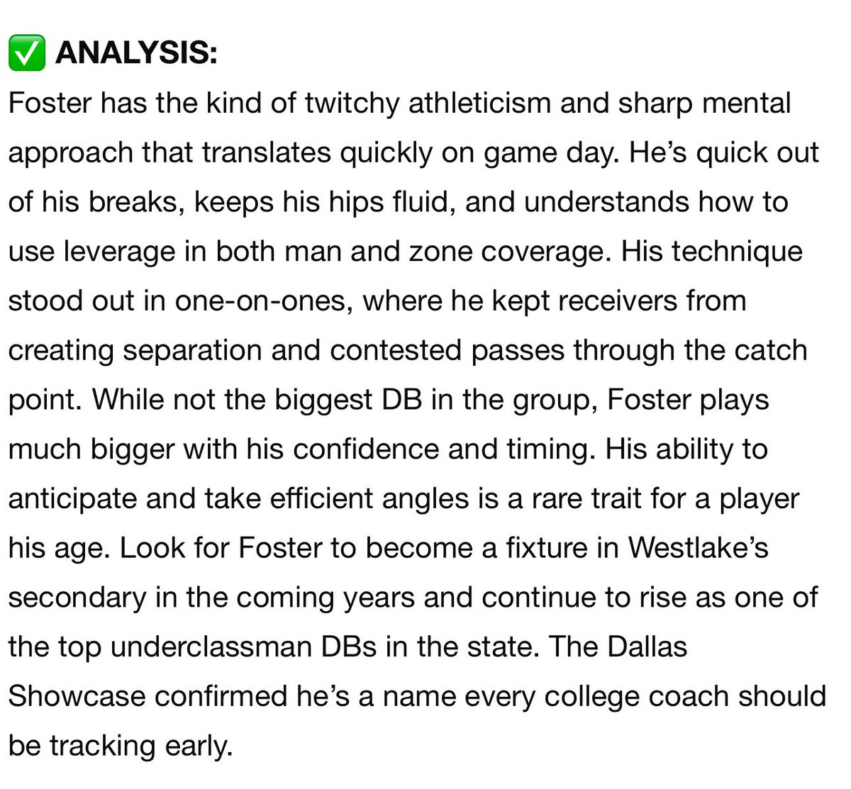 Bodie Foster (@bodiefoster10) on Twitter photo Thank you for the recognition <a href="/sixstarfootball/">Six Star Football | PLUS+</a> from my appearance <a href="/SMUFB/">SMU Football</a> camp. I’m proud to represent my school <a href="/WestlakeChapsFB/">Austin Westlake HS Football</a>
<a href="/CoachTSalazar/">Tony Salazar</a>
<a href="/BaylorMullins/">Baylor Mullins</a>
<a href="/Westlake_Nation/">WestlakeNation</a>
<a href="/whschapsfb/">Westlake Chaps Football</a> Thank you for the recognition <a href="/sixstarfootball/">Six Star Football | PLUS+</a> from my appearance <a href="/SMUFB/">SMU Football</a> camp. I’m proud to represent my school <a href="/WestlakeChapsFB/">Austin Westlake HS Football</a>
<a href="/CoachTSalazar/">Tony Salazar</a>
<a href="/BaylorMullins/">Baylor Mullins</a>
<a href="/Westlake_Nation/">WestlakeNation</a>
<a href="/whschapsfb/">Westlake Chaps Football</a>
