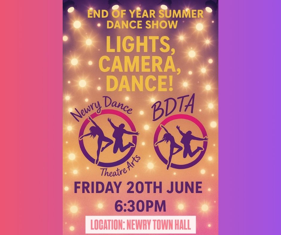 💃 Lights, Camera, Dance! 

Celebrate the incredible talent of Newry Dance Theatre Arts with their high-energy end-of-year showcase.

🗓️Friday 20 June |📍 Newry Town Hall

 🔗Find out more visitmournemountains.co.uk/arts
#SummerShowcase #NMDArts