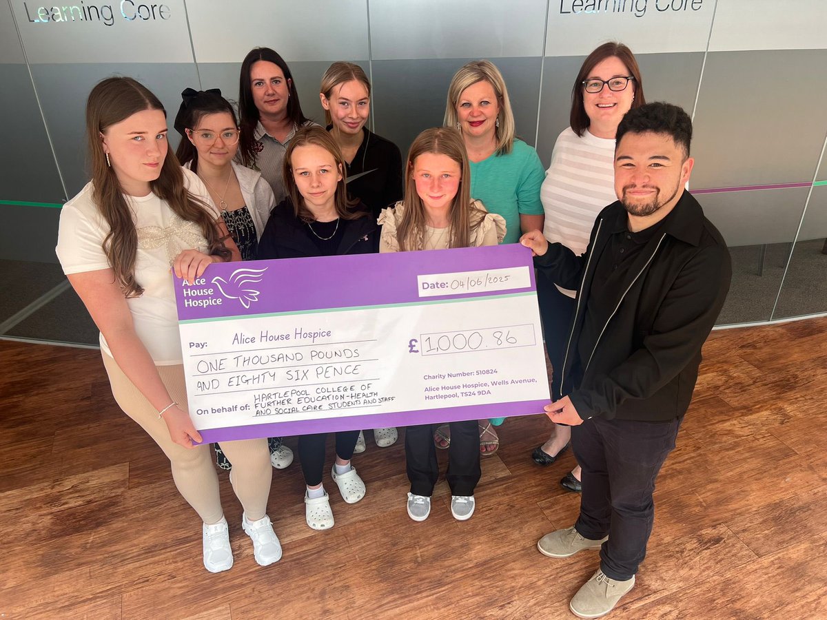 A massive thank you to the incredible Health and Social Care students and staff at Hartlepool College of Further Education! 

Together they raised an amazing £1,000.86 from the Easter Fayre they organised in April and May’s sponsored walk 👏

We are incredibly grateful!