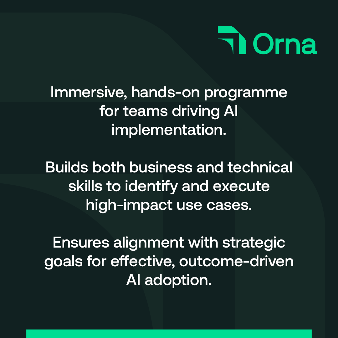 WeAreOrna's tweet photo. Orna’s AI Academy offers an AI for Business Impact &amp; Innovation course. https://t.co/nMtRVX6mzG
