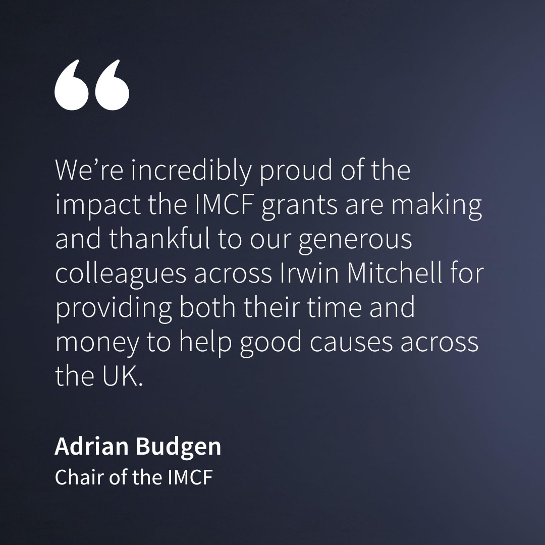 The Irwin Mitchell Charities Foundation (IMCF) is proud to donate £235,000 to 12 charities close to our colleagues’ hearts.

Donations will help fund vital projects across the UK to build employability skills and widen access to justice: bit.ly/45cKo4z #CharityTuesday