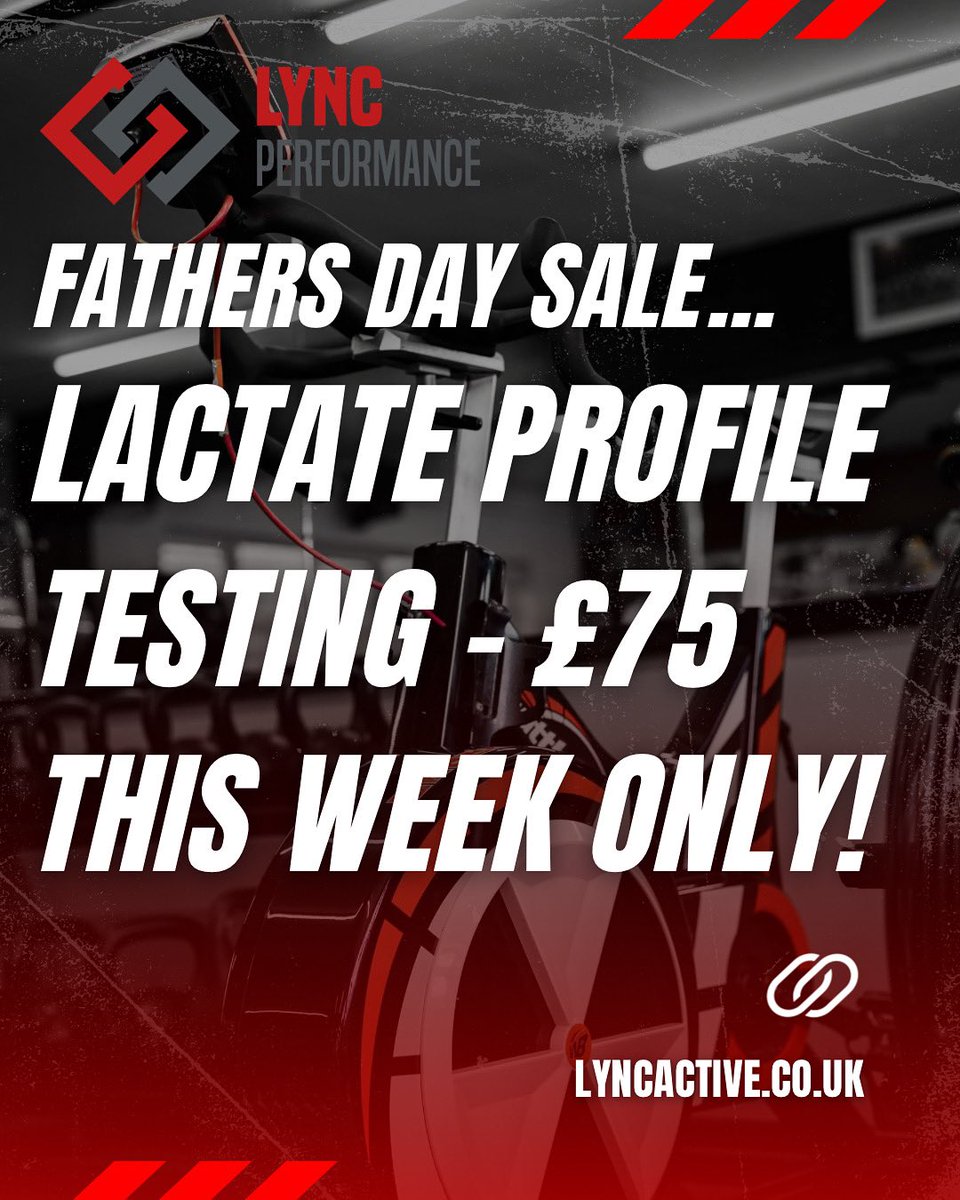 LyncPerformance's tweet image. 🏃‍♂️ Father’s Day Sale Alert! 🎉
Give Dad (or yourself!) the gift of performance this year! 💪

Our Lactate Profile Testing is now only £75 (was £95) — but only if you book this week! ⏳

🎁 Offer ends Sunday — don’t miss out!
📩 DM us now or click the link in bio to book!