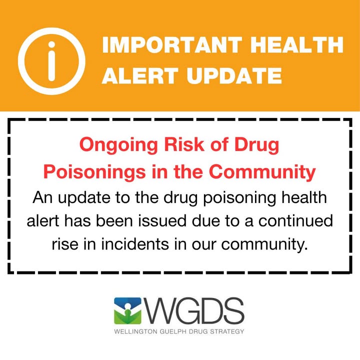 ℹ️ Important Health Alert Update. The drug poisoning health alert that was issued June 3, 2025 has been updated due to a continued rise in incidents in our community.
Read the full update: wdgpublichealth.ca/alerts/health-…