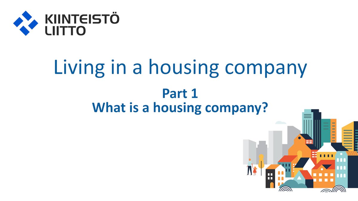 The Finnish Real Estate Federation has produced eight short English-language videos. The series is called Living in a housing company.
The videos are available on ourr YouTube channel and include English subtitles.
youtube.com/playlist?list=…