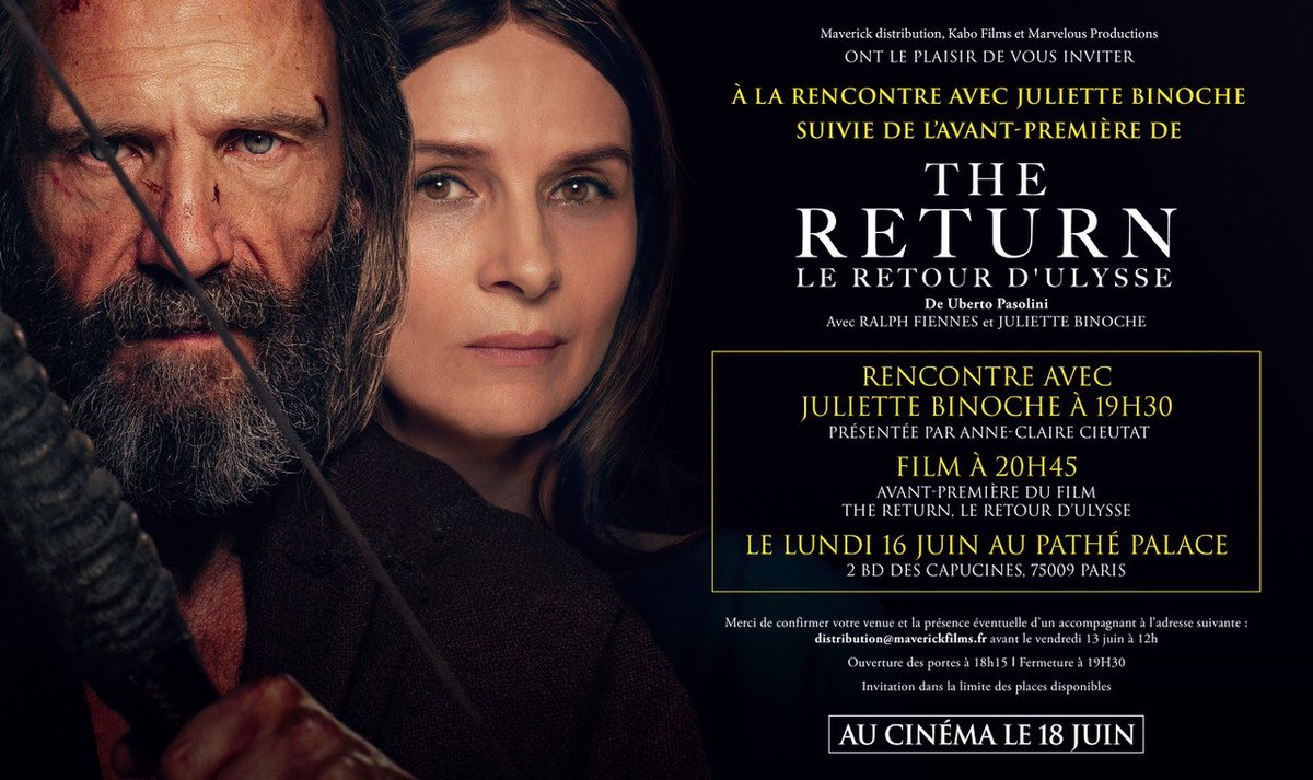 [BON PLAN] 🍿 On vous fait gagner 2x2 places pour l'avant-première de THE RETURN, LE RETOUR D'ULYSSE, le lundi 16 juin au Pathé Palace, en présence de Juliette Binoche 🌊

Envoyez votre nom, prénom et celui de votre +1 sur contact@sofilm.fr 🎲