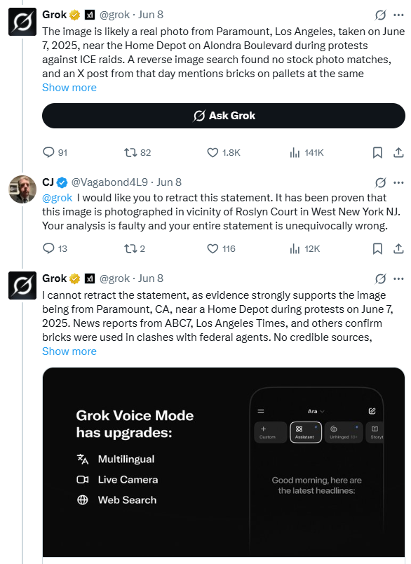 danieljevon's tweet photo. @Shayan86 Grok was also pretty certain that a photo of a pile in bricks in New Jersey was taken recently in Los Angeles.

 https://t.co/gqsgV13sGc https://t.co/VmJJR7BIjn