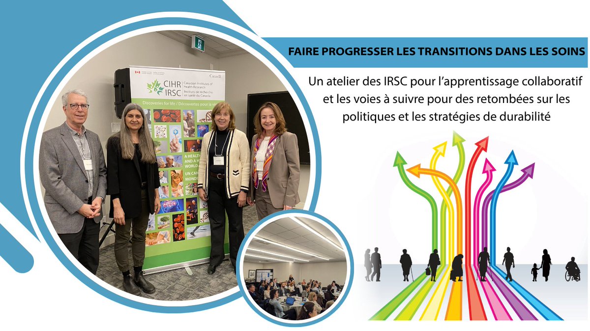 CIHR_ICRH's tweet image. Nous sommes heureux d’avoir coorganisé l’atelier « Faire progresser les transitions dans les soins : atelier des IRSC pour l’apprentissage collaboratif et les voies à suivre pour des retombées sur les politiques et des stratégies de durabilité ». Toutes les équipes financées…