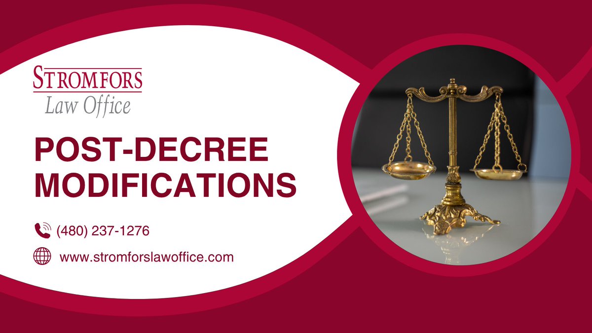 Life changes. Your divorce decree might need to as well. Our Chandler divorce attorneys can help you modify custody, parenting time, or support. ⚖️

📞 (480) 237-1276
🔗 stromforslawoffice.com/post-decree-mo…

#FamilyLaw #ChandlerDivorceAttorney #PostDecreeModification #AZLawyer #CustodyHelp