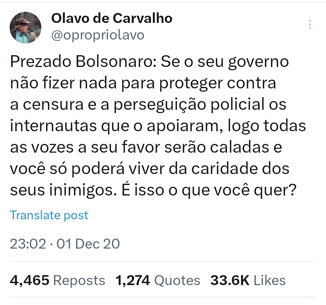 Olavo mais uma vez, acertou em cheio.

Quem assiste as audiências atuais confirmando esses posts só sente pena e desprezo mesmo.

Se ama sua família, desenvista.

Se não quer ser comparsa, desenvista.

Única oposição não violenta é desinvestimento - como Bitcoin em auto custódia.