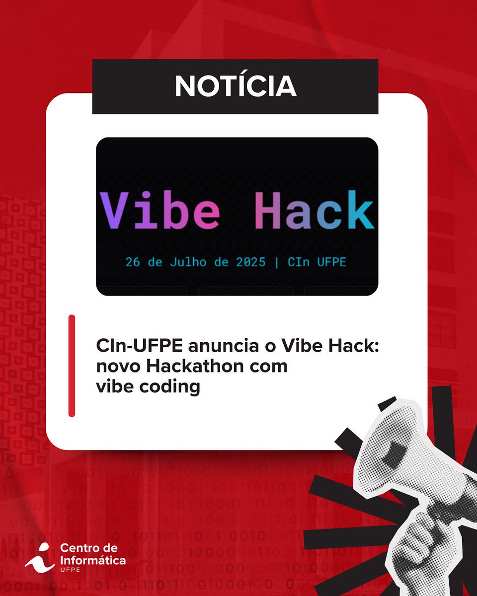🚀 Vem aí o Vibe Hack, o novo hackathon do CIn-UFPE!

Saiba mais portal.cin.ufpe.br/2025/06/05/cin…