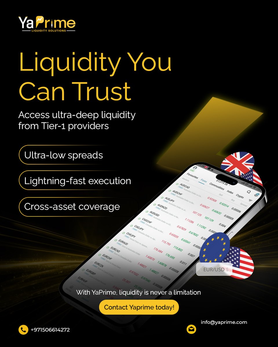 YaPrimeofficial's tweet image. Your search for reliable liquidity ends here! 👇

Trust Yaprime for ultimate liquidity: ultra-low spreads, lightning-fast execution, and cross-asset coverage from Tier-1 providers, Trade with confidence. 🚀
#LiquiditySolutions #Forex #MultiAsset #BrokerSolution#YaprimeReliability