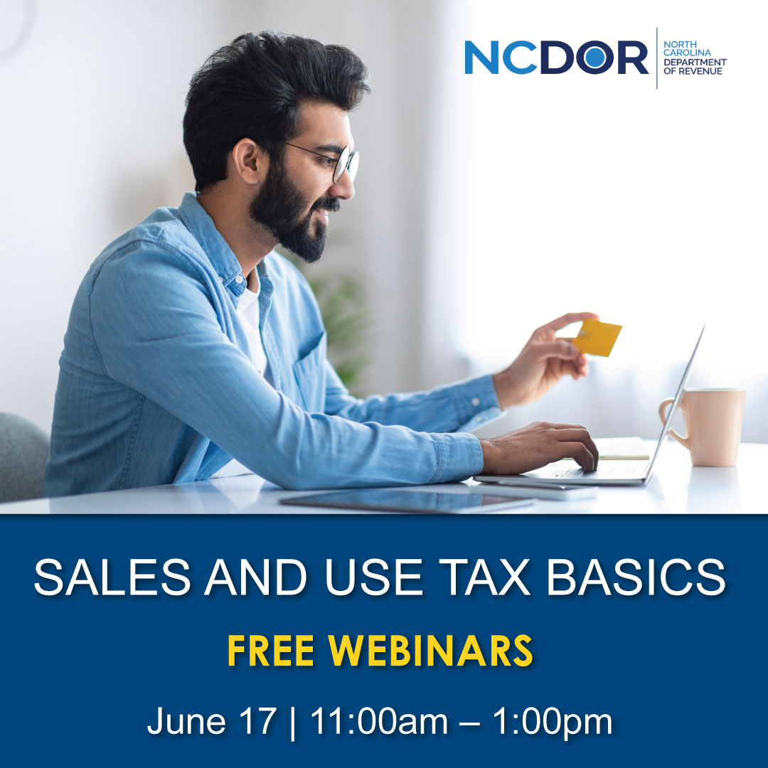 📢 Join us June 17 at 11 AM for a free Sales &amp; Use Tax Basics webinar! Learn how to register, file returns &amp; stay compliant. Hands-on guidance included! 🧾

🔗 Register: bit.ly/45mXGM1 
#NCDOR #TaxHelp #SmallBizNC