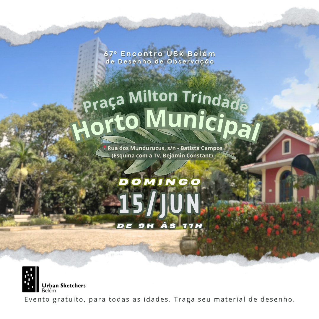 usk_belem's tweet photo. Próximo encontro já está marcado. Vem desenhar com a galera no Horto Municipal, confira nossa divulgação:

🗓️ 15 de Junho, domingo, 9h - 11h
🔗https://t.co/bTYxn5u87E
🔗https://t.co/ucrqsZtj5d

#urbansketchers #urbansketchersbelem #uskbelem #uskbrasil |  @urbansketchers https://t.co/W2Tc49JZzD