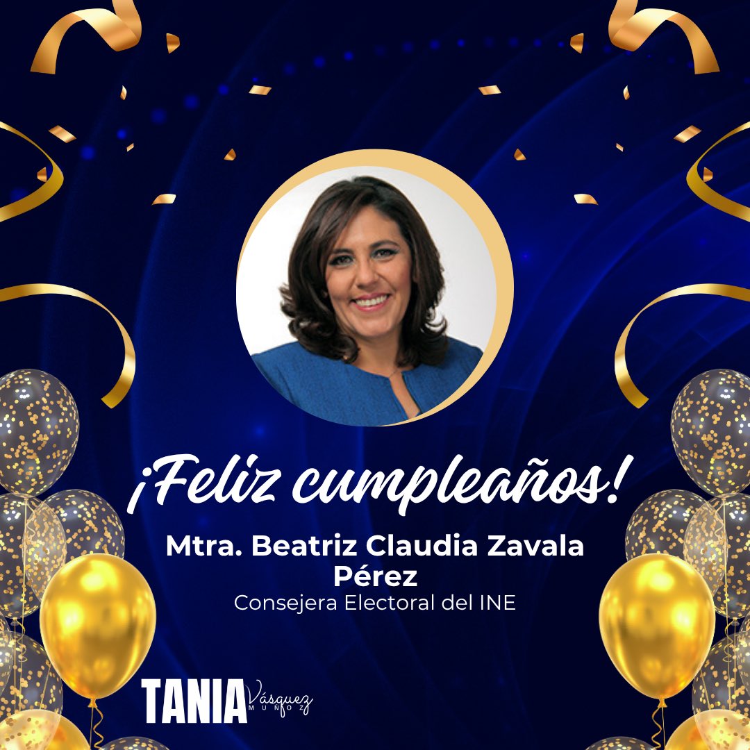 Felicito a la Mtra. Beatriz Claudia Zavala Pérez <a href="/CZavalaP/">Claudia Zavala</a>, Consejera Electoral del Instituto Nacional Electoral <a href="/INEMexico/">@INEMexico</a>, con motivo de su cumpleaños.

¡Espero que disfrute de este maravilloso día!