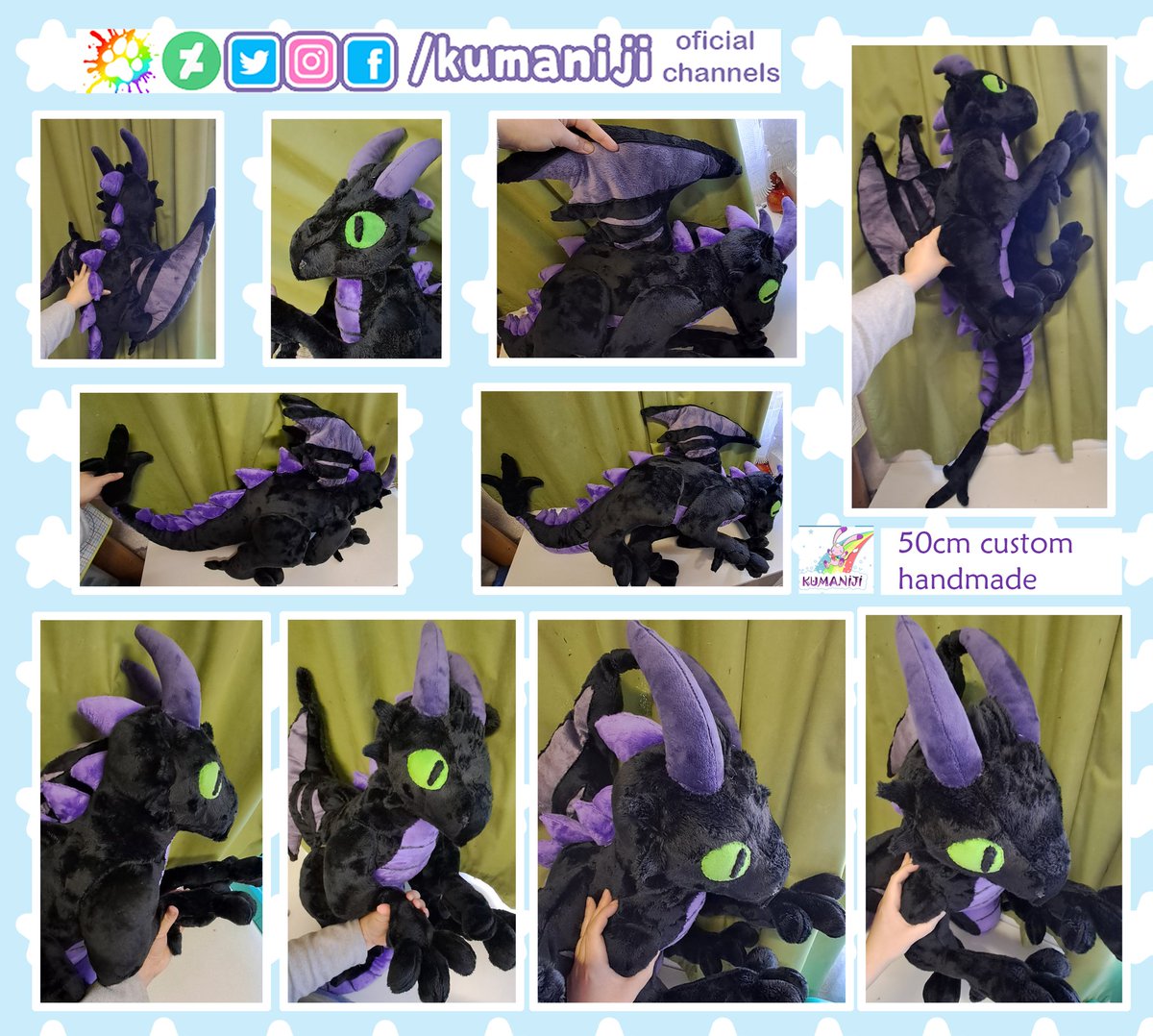 Kumaniji's tweet image. Custom 50cm tall body Dragon plush, made in minky fabric with handsew details 💙 portable and cuddle size 

#handmadeplushies #customplush #fluffy #softplushie #cuddle #dragonplush #dragon