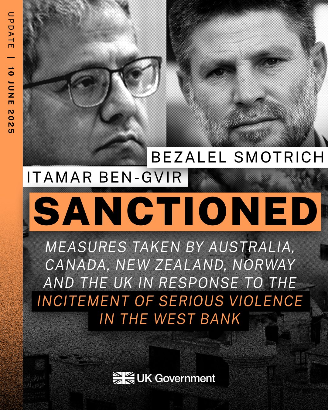 Two Israeli Minister Banned by five western countries