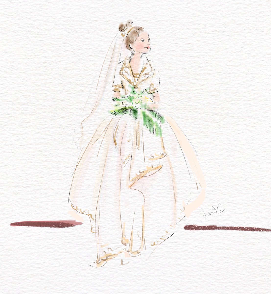 Lenillustration's tweet image. Queen Rania in her wedding gown 32 years ago