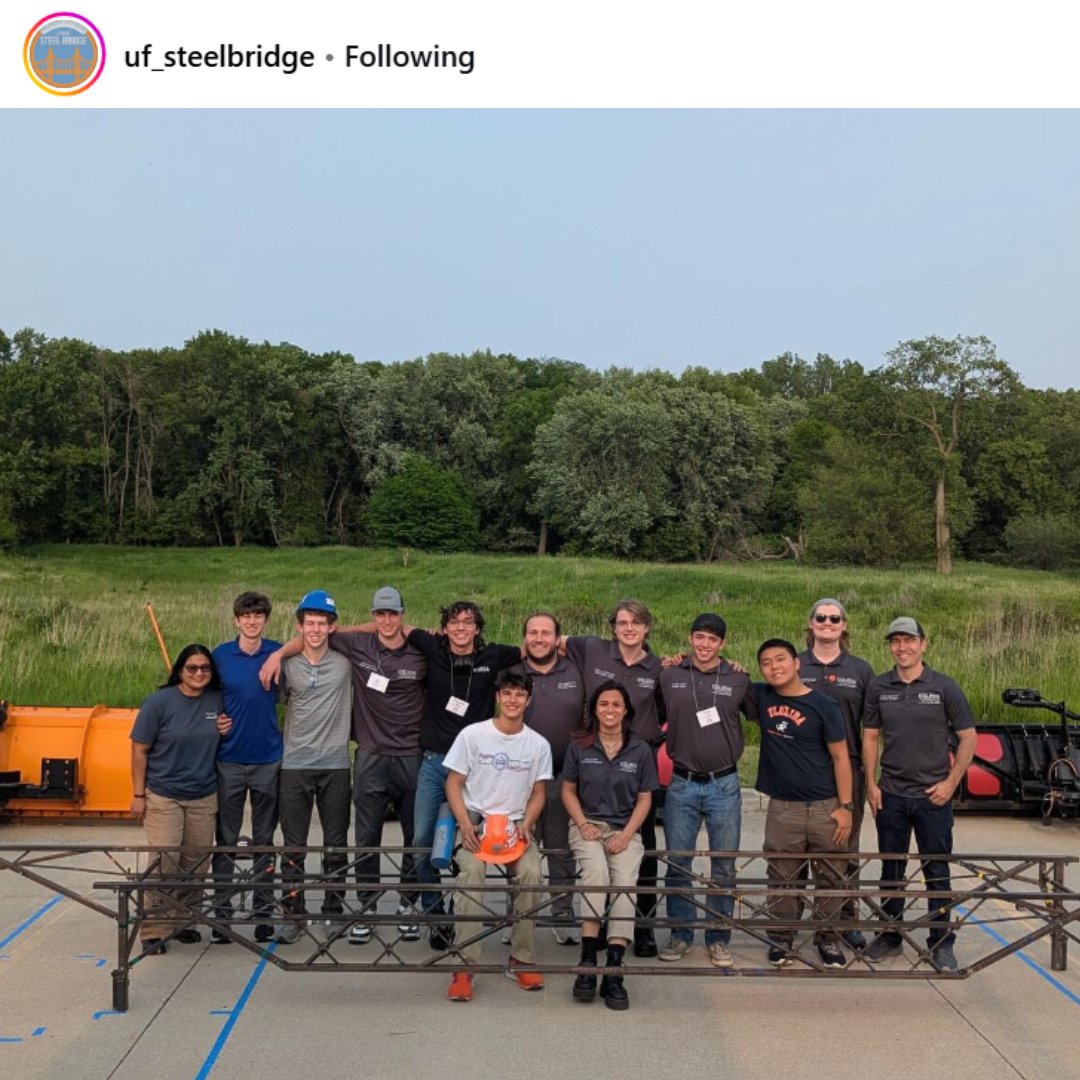 CompStructural's tweet image. A HUGE congratulations to the UF Steel Bridge Team on securing first place for the fifth year in a row—an incredible achievement!

We&apos;re proud to sponsor such a talented group and even prouder to have several Steel Bridge alumni as part of the CSC family.