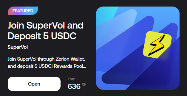 cryptobullart's tweet photo. Zerion Wallet x SuperVol: новое задание в Zerion Rewards

В кошельке #Zerion появилось задание, в котором нужно совершить один трейд на платформе #SuperVol в сети #Soneium. За выполнения задания вы получите поинты XP от кошелька Zerion (количество XP зависит от вашего уровня в программе лояльности кошелька).

Что нужно сделать?
➤ У вас должен быть установлен кошелек Zerion Wallet:
https://t.co/5DWvp6lliY.
➤ Совершаем депозит $5 на платформе SuperVol:
https://t.co/U7pjDJpOKT (учтите, что за дальнейший вывод будет снята комиссия в размере $0,9).
➤ Открываем сделку на минимально возможную сумму и дожидаемся закрытия опциона.
➤ Переходим в раздел Zerion Rewards и получаем XP за задание.

💰 Награда: XP

Подробный гайд по Zerion Wallet: https://t.co/alt9TJgqiQ