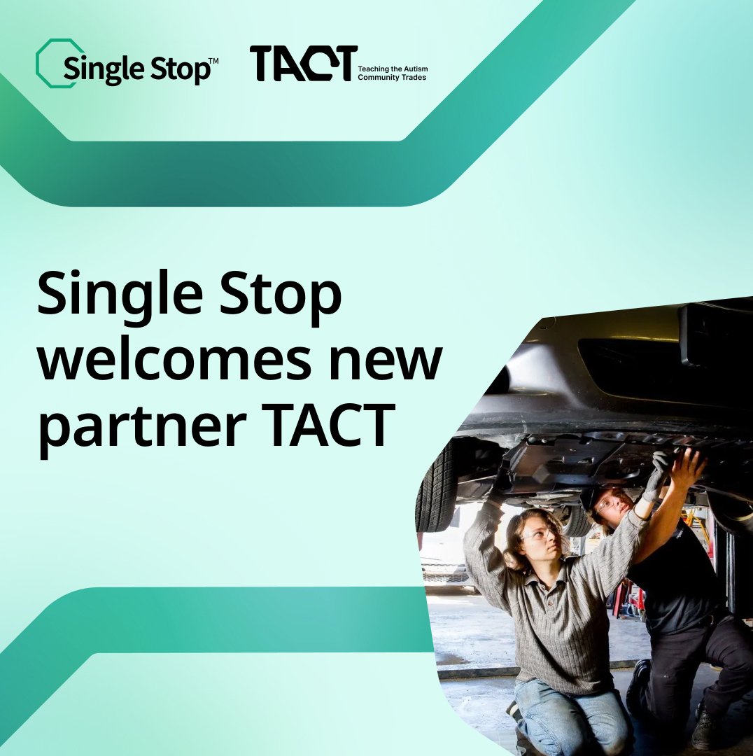 TACT - Teaching the Autism Community Trades is the latest partner to join the Single Stop community!

By integrating the Single Stop platform to their services, TACT will expand their ability to connect clients with vital resources.

Book a demo here: bit.ly/3ZDsBzI