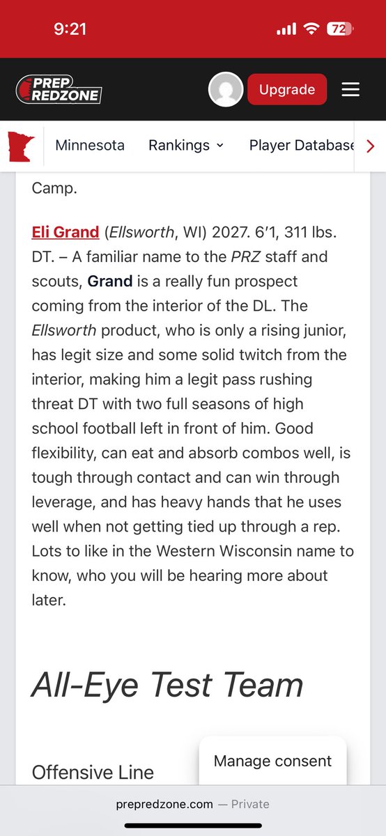 Huge thanks to <a href="/OJW_Scouting/">PrepRedzone Oliver</a> for the write up!!! <a href="/PrepRedzoneWI/">Prep Redzone Wisconsin</a> <a href="/MJ_NFLDraft/">Mark Johnson</a>
