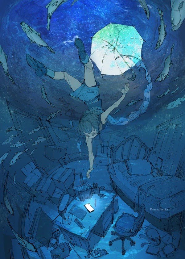 「ブルーライトが消えてしまう」|出水ぽすか(ポ～ン）🦉🎃🦈のイラスト