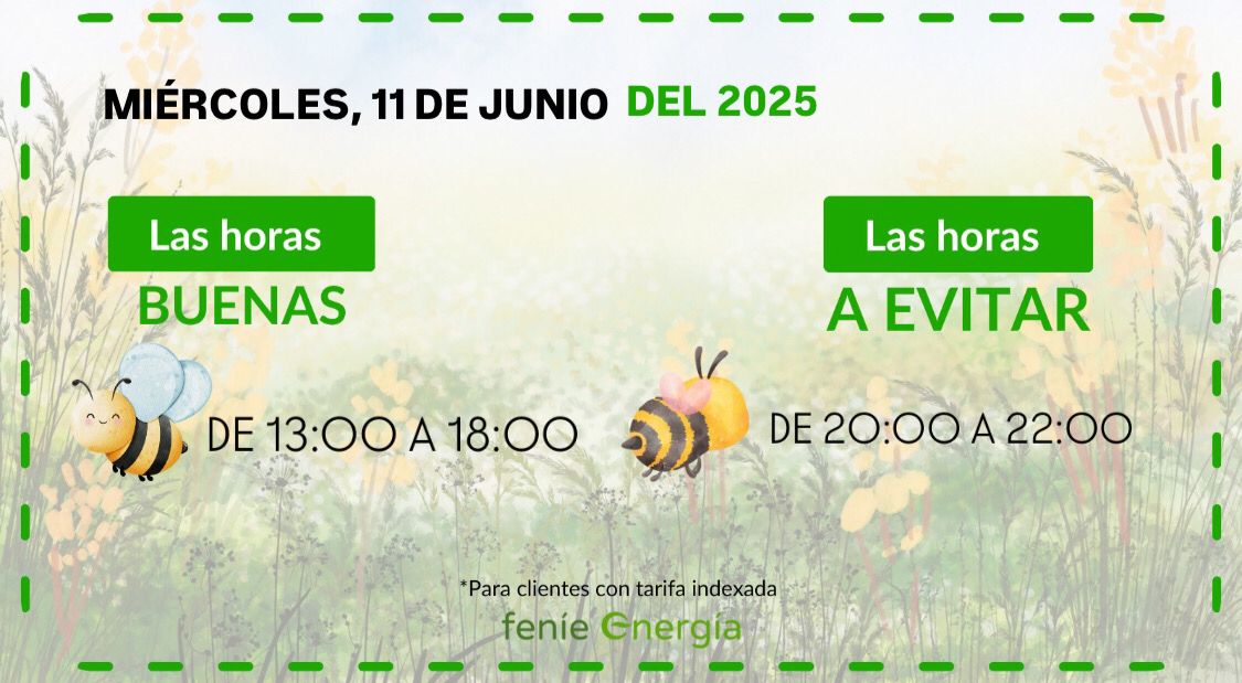 🟢 ¡Aquí las tienes! #LasBuenasHoras de hoy para ayudarte con tu factura. #FeníeEnergía